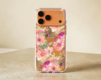Pretty Watercolor Flowers Phone Case For iPhone 17 16 15 14 13 7 8 SE S26 S25 Aesthetic Spring Floral Design MagSafe