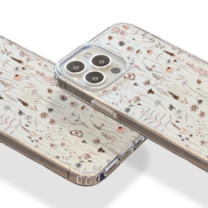Pale Boho Meadow Flowers Phone Case For iPhone 16 15 14 13 12 Mini Pro Max XR 7 8 Clear MagSafe Case With Aesthetic Floral Design Galaxy S25