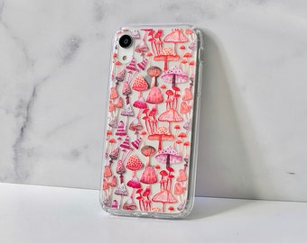 Coral Mushrooms Case For iPhone 15 14 13 Pro Max 12 Mini  XR 7 8 SE 2022 Clear Cover With Cute Fungi Design Galaxy S22 Galaxy S24 Ultra