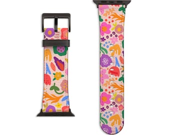Aesthetic Colorful Flowers Apple Watch Band For Series 1-12 SE Ultra 38mm 40mm 41mm 42mm 44mm 45mm 46mm 49mm Apple Watch Straps