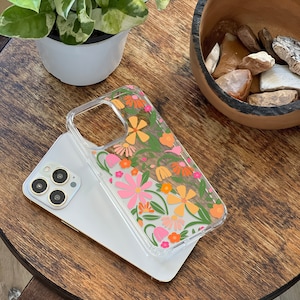 Flower Market Aesthetic Phone Case For iPhone 15 14 13 Mini 12 XR 7 8 Clear Phone Cover With Cute Retro Floral Design Galaxy S24 Case image 2