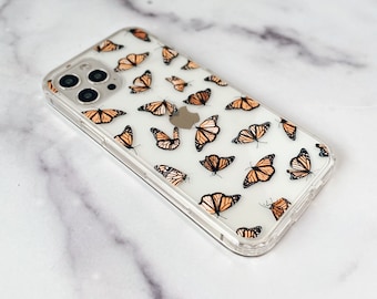 Cute Monarch Butterfly Case For iPhone 15 14 Pro 13 12 Mini 11 Pro Max 7 8 SE 2022 XR Aesthetic Cover With Butterflies Design Galaxy S24