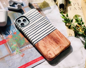 Modern Striped Wood Print Custom Phone Case For iPhone 17 16 15 14 13 Galaxy S26 S25 Pixel 10 9 8