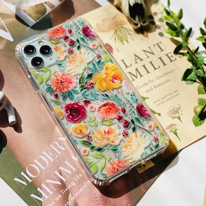 Pretty Watercolor Flowers Phone Case For iPhone 15 Pro 14 13 12 Mini X XR 7 8 SE 2022 Galaxy S24 Clear Phone Cover With Floral Design imagen 1