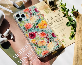Pretty Watercolor Flowers Phone Case For iPhone 15 Pro 14 13 12 Mini X XR 7 8 SE 2022 Galaxy S24 Clear Phone Cover With Floral Design