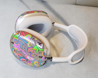 レッドのAirPod Maxケース（カラーガラス風）、AirPod Max用オリジナル