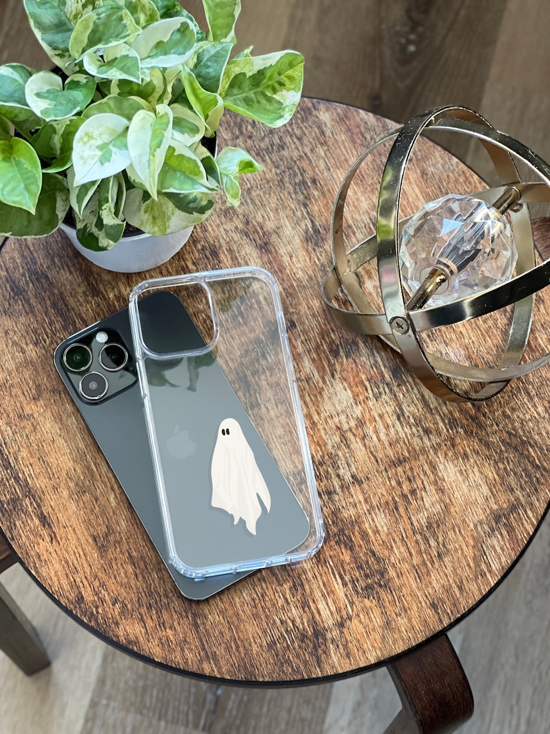 Cute Minimal Ghost Phone Case for iPhone 15 14 13 12 Mini XR 7 8 Clear
