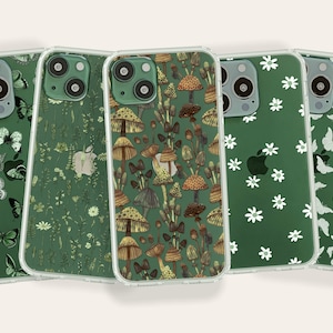 Best Phone Cases For New Alpine Green iPhone 13 Pro and 13 Pro Max, Clear Covers With Aesthetic Designs: Nature Butterflies and Mushrooms