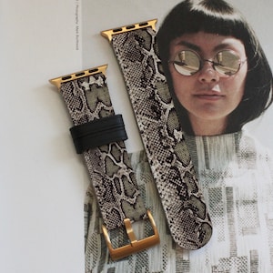 Snake Skin Snakeskin Python Print Apple Watch Band All Series 38 40 41 42 44 45 46 49 mm Apple Watch Straps Vegan Faux Leather