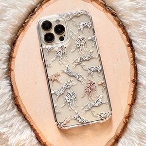 Trendy Pale Leopard Clear Phone Case With Design For iPhone 16 15 Plus MagSafe 14 13 Pro Max 12 Mini XR 7 8 SE Galaxy S25 S23 S22 S21