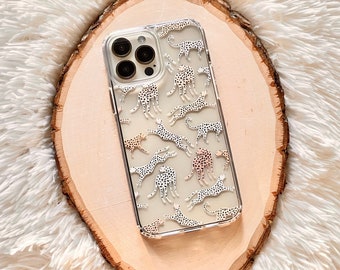 Trendy Pale Leopard Clear Phone Case With Design For iPhone 17 Air 16e 15 Plus MagSafe 14 13 Pro Max Mini 7 8 SE Galaxy S26 S25