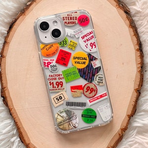 Grunge Aesthetic Stickers Case For iPhone 16 15 Pro 14 Plus 13 12 Mini XR 7 8 SE Clear Case With Design Galaxy S25 MagSafe- On Sale!