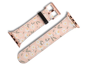 Pink Daisies Apple Watch Band For Series 3 4 5 6 7 8 9 10 11 SE Ultra 38mm 40mm 41mm 42mm 44mm 45mm 46mm 49mm Apple Watch Straps