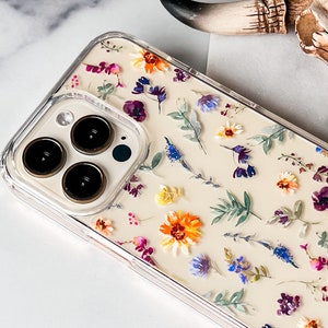 Aesthetic Sunflowers & Wild Flower Phone Case For iPhone 15 14 13 Pro Max 12 Mini 11 XR 7 8 SE 2022 Galaxy S24 Watercolor Spring Floral Bild 2