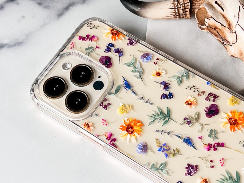 Aesthetic Sunflowers & Wild Flower Phone Case For iPhone 15 14 13 Pro Max 12 Mini 11 XR 7 8 SE 2022 Galaxy S24 Watercolor Spring Floral Bild 2