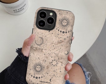 Zodiac Celestial Print Phone Case For iPhone 15 14 13 Pro 12 Mini XR XS Max 7 8 Plus SE 2022 S24 Pixel 8 Case With Witchy Aesthetic Design