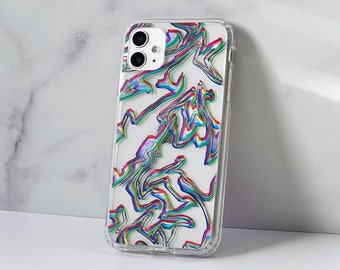 3D Glitch Clear Case For iPhone 15 14 13 Pro Max 12 Mini 11 7 8 XR Galaxy S24 Cover With Design Grunge Marble Efct The Urban Flair- On Sale!