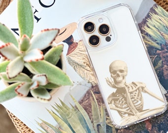 Minimal Skeleton Clear Phone Cover iPhone 17 Air 16e 15 14 13 Pro Max 12  Mini Case Grunge iPhone Case SE Grunge Design Galaxy S25- On Sale!