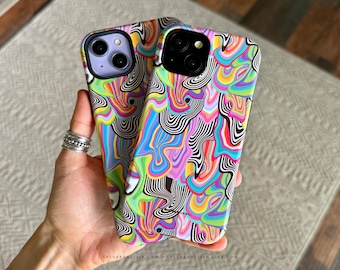 Colorful Trippy Phone Case For iPhone, Samsung Galaxy and Google Pixel - Tough Protective Cover With Colorful Psychedelic Design