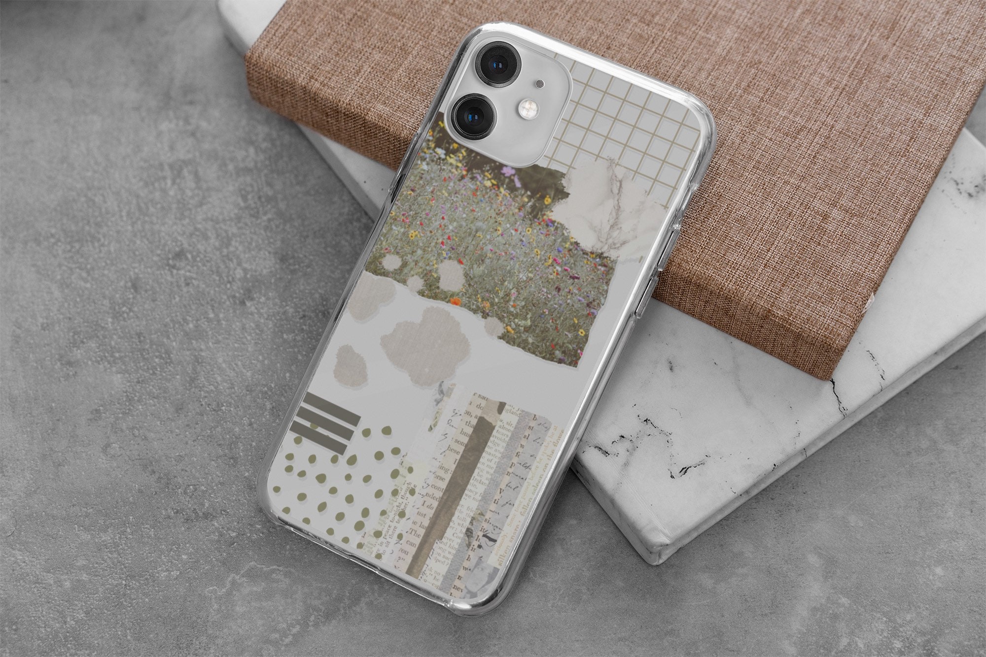 Vintage Abstract Collage Aesthetic Clear Case For iPhone 12 11 Etsy