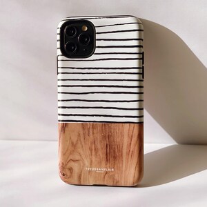Modern Striped Wood Print Custom Phone Case For iPhone 17 16 15 14 13 Galaxy S26 S25 Pixel 10 9 8 image 5