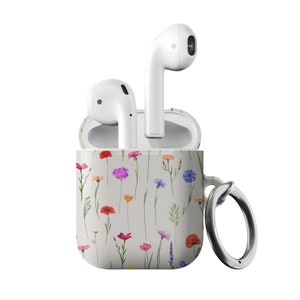 Cute Meadow Wild Flowers Air Pods Case New Air Pod Pro 2nd Gen Cover With Keychain Carabiner Clip Airpod 1 2 Cases Cute Floral Design