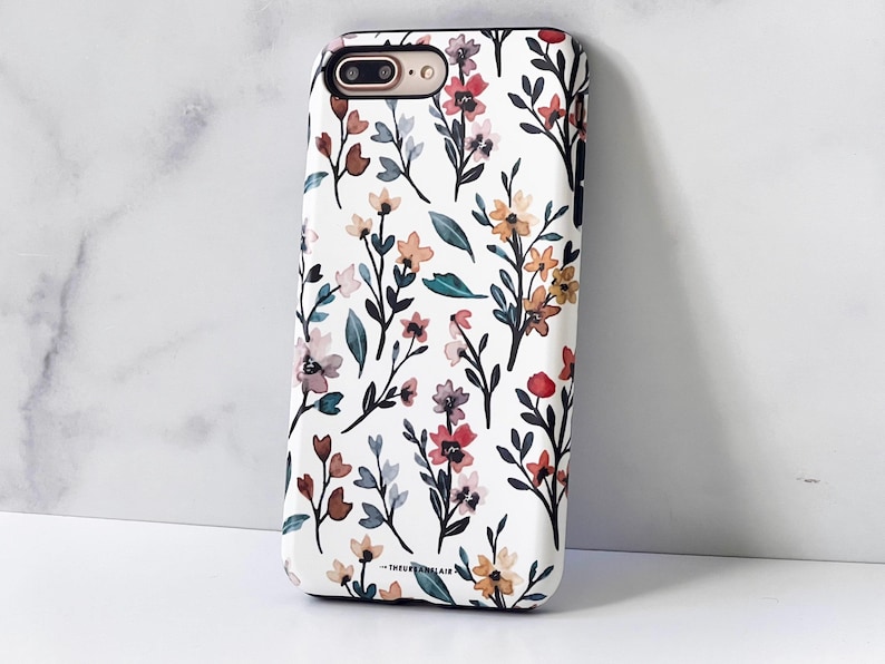 Cute Fall Watercolor Flowers Phone Case For iPhone 17 16 15 14 13 11 7 8 SE Galaxy S26 S25 Google Pixel 10 9 8 afbeelding 1
