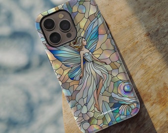 Fairy Stained Glass Illusion Print Tough Phone Case For iPhone 15 14 13 12 7 8 SE 2022 Galaxy S24 Google Pixel 8 7 Pro Fantasy Design
