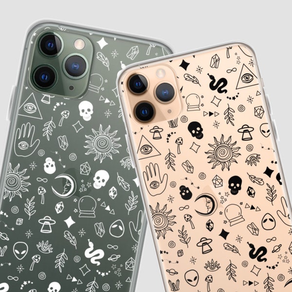 Mystic Outline Case For iPhone 15 14 13 Pro Max 12 Mini XR 7 8 SE 2022 Galaxy S24 Ultra Clear Cover With Witchy Design The Urban Flair