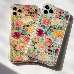 Pretty Watercolor Flowers Phone Case For iPhone 15 Pro 14 13 12 Mini X XR 7 8 SE 2022 Galaxy S24 Clear Phone Cover With Floral Design imagen 7