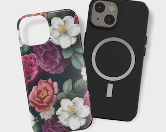 Dark Botanical Flowers MagSafe Phone Case For iPhone 17 16 15 14 13