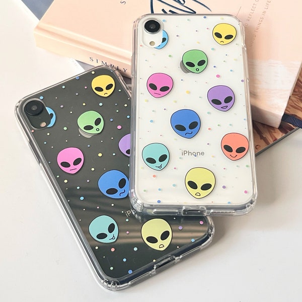 Aesthetic Pastel Alien Phone Case For iPhone 15 14 Plus 13 Pro Max 12 Mini 11 XR X 7 8 SE 2022 S24 Clear Phone Case With Design- On Sale!