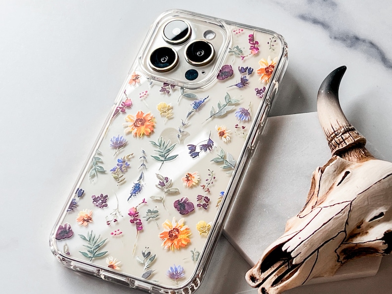 Aesthetic Sunflowers & Wild Flower Phone Case For iPhone 15 14 13 Pro Max 12 Mini 11 XR 7 8 SE 2022 Galaxy S24 Watercolor Spring Floral Bild 4