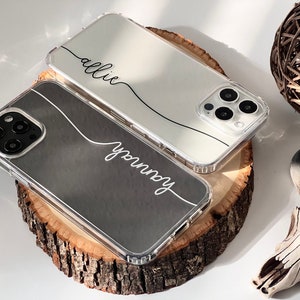 Custom Cursive Name Clear Phone Case For iPhone 16 15 14 13 Pro Max With Cute Personalizable  Calligraphy Gift Idea For Her MagSafe Case