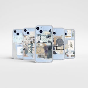Aesthetic Collage Scrap Phone Cases For New Blue iPhone MagSafe Phone Case For iPhone 16 15 14 13 12 Galaxy S25 S24 With Cute Moodboard