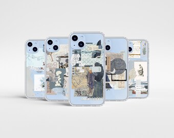 Aesthetic Collage Scrap Phone Cases For New Blue iPhone MagSafe Phone Case For iPhone 17 Air 16e 15 14 13 Galaxy S26 S25