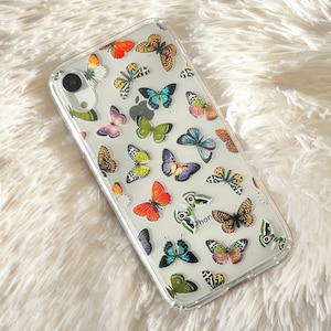 Colorful Butterflies Clear Phone Case Cute Aesthetic Design Case For iPhone 17 Air 16e 15 14 13 12 Mini 7 8 SE MagSafe Galaxy S25 S24 S23