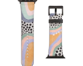 Pastel Abstract Design Apple Watch Band For Series 4 5 6 7 8 9 10 11 SE Ultra 38mm 40mm 41mm 42mm 44mm 45mm 46mm 49mm Apple Watch Straps