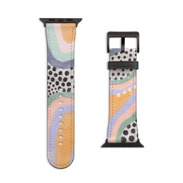 Pastel Abstract Design Apple Watch Band For Series 4 5 6 7 8 9 10 11 SE Ultra 38mm 40mm 41mm 42mm 44mm 45mm 46mm 49mm Apple Watch Straps
