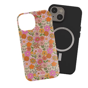 Colorful Retro Floral MagSafe Phone Case For iPhone 16 15 14 13 12 Series (Mini, Plus, Pro Max) Cover With Built In Magnet Design- On Sale!