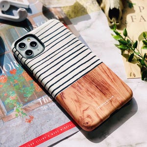 Modern Striped Wood Print Custom Phone Case For iPhone 17 16 15 14 13 Galaxy S26 S25 Pixel 10 9 8 image 1