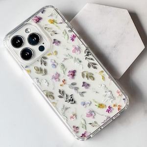 Aesthetic Soft Purple Wildflowers Phone Case For iPhone 16 15 14 13 Pro Max 12 Mini XR 7 8 SE Galaxy S25 With Cute Spring Floral Design