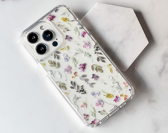 Aesthetic Soft Purple Wildflowers Phone Case For iPhone 15 14 13 Pro Max  12 Mini XR 7 8 SE 2022 Galaxy S24 With Cute Spring Floral Design