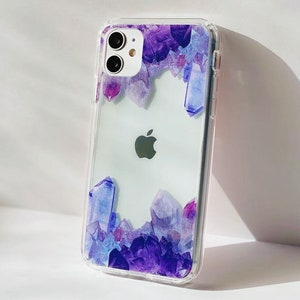 Purple Amethyst Crystal Clear Phone Case For iPhone 15 14 Plus 13 Pro Max 12 Mini  XR X 7 8 S24 Phone Cover With Witchy Design- On Sale!
