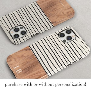 Modern Striped Wood Print Custom Phone Case For iPhone 17 16 15 14 13 Galaxy S26 S25 Pixel 10 9 8 image 2