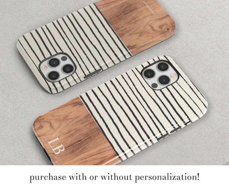 Modern Striped Wood Print Custom Phone Case For iPhone 17 16 15 14 13 Galaxy S26 S25 Pixel 10 9 8 image 2