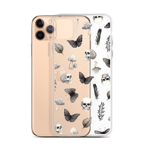 Halloween Grunge Skull Clear Phone Case With Curio Cabinet Aesthetic Design For iPhone 15 14 13 12 XR 7 8 SE 2022 S24 Witch Phone Case image 8