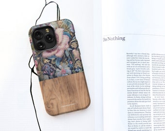 Floral Wood Print MagSafe Phone Case For iPhone 17 16 15 14 13 Galaxy S26