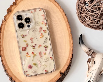 Aesthetic Watercolor Wild Flowers Phone Case For iPhone 15 14 13 Pro Max  12 Mini XR 7 8 SE 2022 Galaxy S24 Aesthetic Spring Floral Design