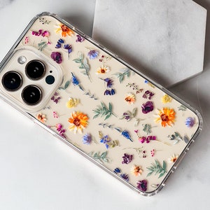 Aesthetic Sunflowers & Wild Flower Phone Case For iPhone 15 14 13 Pro Max 12 Mini 11 XR 7 8 SE 2022 Galaxy S24 Watercolor Spring Floral Bild 1